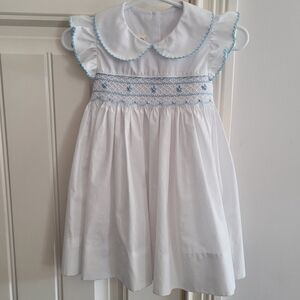 Starting out smocked white ric rac embroidered dress cottagecore 12 mo